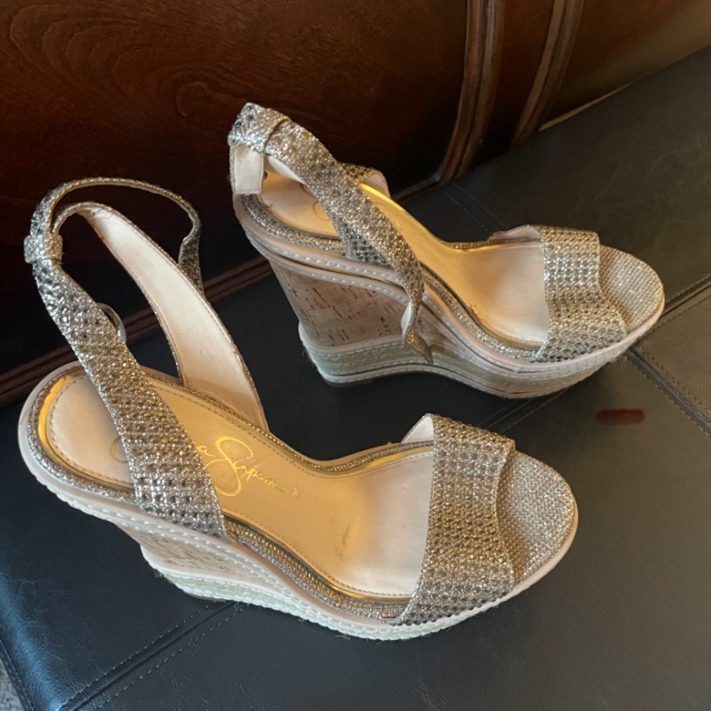 Glamorous Gold Jessica Simpson Wedge Sandals